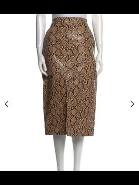 Johanna Ortiz High-Waist Snake Print Midi Skirt - Brown